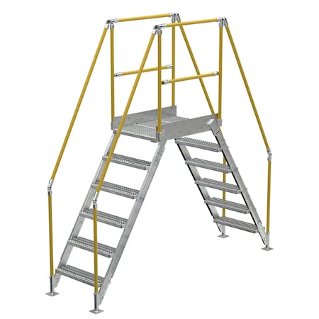 Vestil 6 Step Galvanized Steel Cross-Over Ladder 104"x102.5" 500lb Capacity COL-6-56-23-HDG